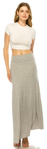 Image of URBAN K Womens Basic Foldable High Waist Regular and Plus Size Maxi Skirts