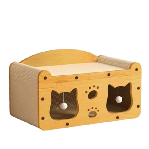 猫用爪とぎ板と猫用ベッド 猫爪研ぎ 猫ハウス 段ボール 大型 建て 木製 爪とぎ 室内用 夏用 ペットベッド ファッション 猫用 爪磨き 猫ステップ トランペット51*27*30双頭猫モデル