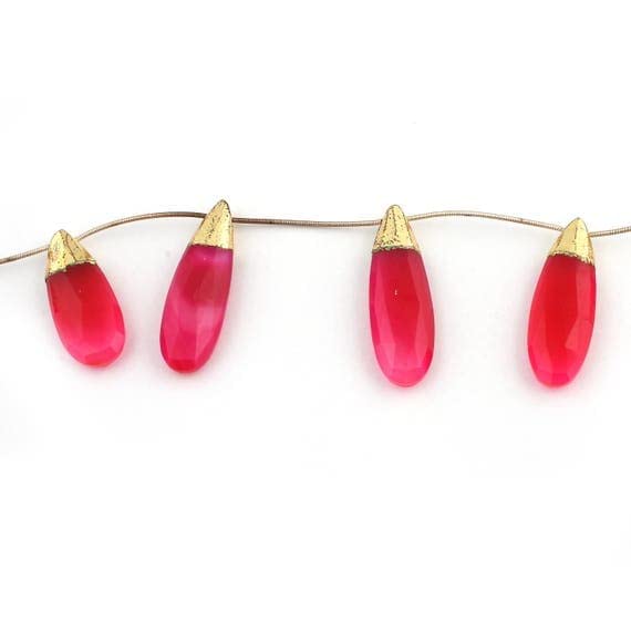 Calcédoine Rose Perles Poire Facetée LKBEADS pour Sublimer un Collier d'Été