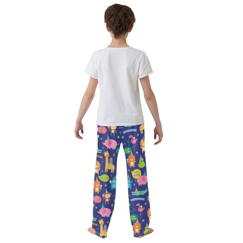 ZZXXB Birthday Lion Monkey Boys Long Pants Soft Trousers Elastic Waist Kids Lounge Bottoms with Pockets S-XL3