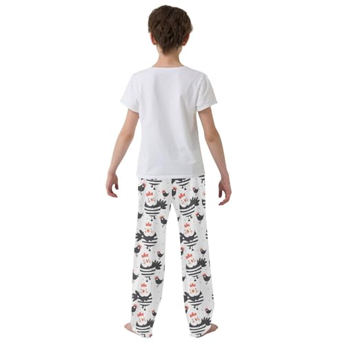 Cute Chickens on A White Background Pajamas Bottoms with Pockets Comfy Pjs Sleepwear Elastic Waistband Pajamas Pants Lounge Pants for 6-14 Years3