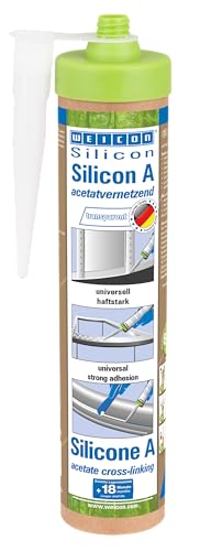 WEICON Green Tube Silicon A, 280 ml, acetato de silicona para sellar y pegar, construcción, montaje y exterior, cartucho de cartón 100% reciclable, reutilizable, transparente