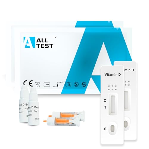 2 ALLTEST Vitamin D Schnelltest Test für zuhause, Testkit, einfacher Selbsttest, zuverlässige Messung des Vitamin-D-Spiegels 2 Stück