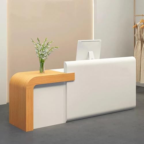 BK&MF 木製 カウンターテーブル,おしゃれ スリム引き出し付き モダン レジカウンター 組み立てが簡単大容量収納 幅100-120cmお店 美容室 アパレルショップ 会社フロント,Right high,47x20x39inch