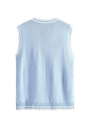 Men's Striped Trim Knit Sweater Vest Sleeveless Colorblock Prom Fashion Knitwear Top for Men