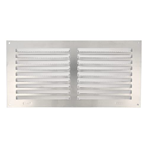 Amig - Rejilla Rectangular de Aluminio con Mosquitera - Rejillas de Ventilación para Salida de Aire - Ideal para Techo de Cocina y Baño - Medidas 150 X 300 MM - Color Plateado