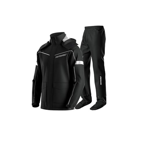 Combinaison de pluie moto étanche : ensemble veste et pantalon noir taille M