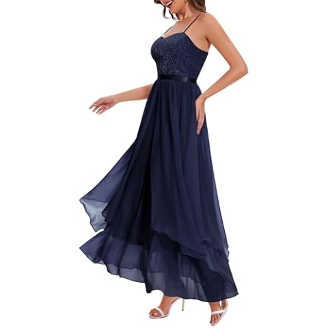 HomRain Navy V-Neck Long Lace Dress Cover