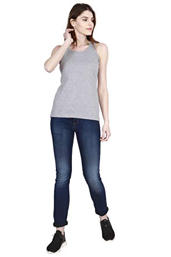 Image of FLEXIMAA Women's Cotton Plain Round Neck Sleeveless T-Shirt