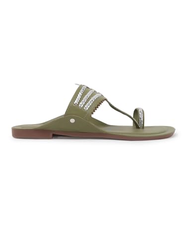 Image of SilverArrow Women's Desi Bloom Fashion Sandals|Kholapuri Style Flat with Open Back |Casual Wear