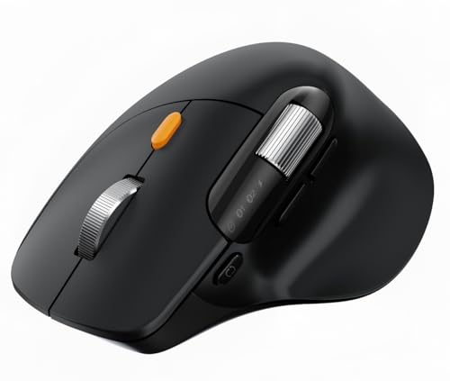 ProtoArc EM25 Souris Bluetooth Ergonomique sans Fil, Défilement Rapide, Défilement Latéral, Bouton Personnalisable, 8K DPI, Rechargeable, 2*Bluetooth & USB, pour...