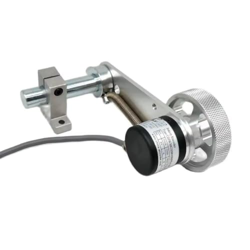 Codeur rotatif de mesure avec bras de fixation et roue métal 200mm