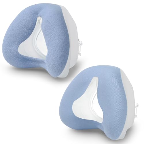 2er-Pack Nasen masken für Airfit N20 Ersatzmaske mit glattem Stoff und warmem Stoff CPAP-Nasenpolster maske für N20 Warme und atmungsaktive Schlafapnoe-Maske CPAP-Zubehör (blau-M)