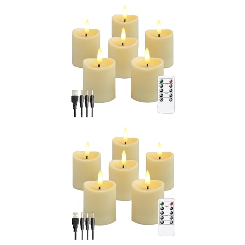 Velas recargables sin llama con efecto parpadeante y control remoto 2