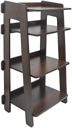 Nisorpa 4 Tier Record Player Stand MDF Vinyl Storage Table Tall Side Table Wooden Shelves for Record Player, Xbox One, Turntable, Walnut