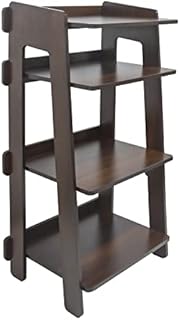 Nisorpa 4 Tier Record Player Stand MDF Vinyl Storage Table Tall Side Table Wooden Shelves for Record Player, Xbox One, Turntable, Walnut