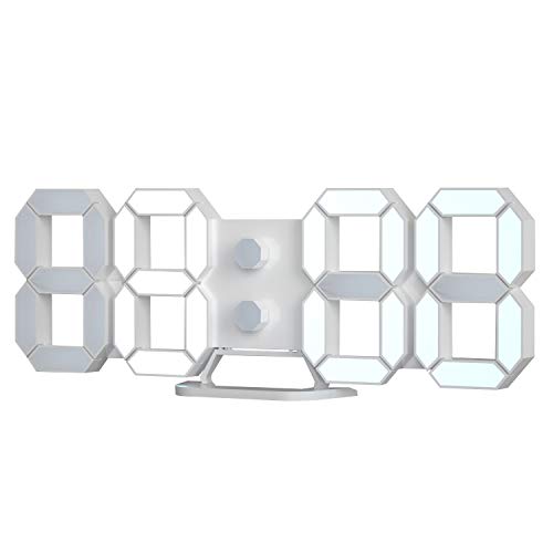 3D LED Digital Desktop Alarm Clock 9.7 Inch Wall Desk Timer Brightness Adjustable