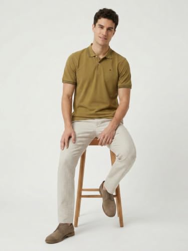Image of Raymond Men Modern Fit Solid Pattern Pure Cotton Polo Neck Half Sleeve Casual T-Shirt