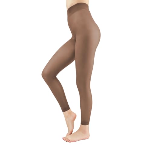 Image of X-CHENG Women Fleece Lined Tights Fake Translucent Sheer Thermal Tights | Winter High Waist Warm Pantyhose Leggings Sheer Thick Elastic Tights for Women