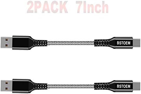 Short USB C Charger Cable 7inch 2Pack Android USB-A to USB-C Braided Fast Phone Charging Cord for Samsung Galaxy S10/S9/S8/s7/ Note/9/8/LG/Google Pixel 2/Motorola/PS5/Nintendo Switch/Kindle Fire/Xbox