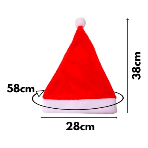 Kit com 12 Gorros De Natal Papai Mamae Noel Touca Tradicional Vermelho Natalino
