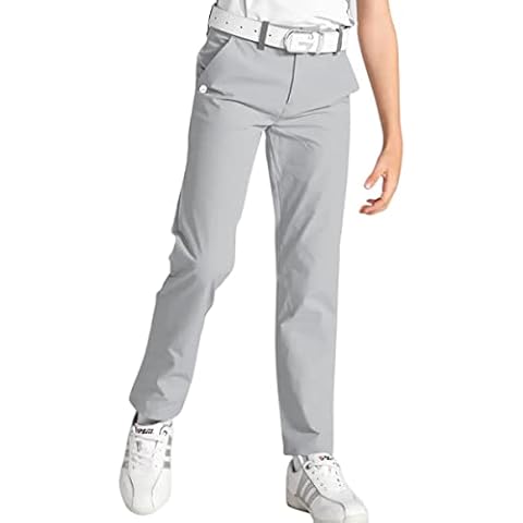 EAGEGOF Kid Golf Trousers Quick Drying Boy's Straight Leg Pants Leisure Sports Child Pants Pockets Tennis Lightweight (Light Gray 140) Cover