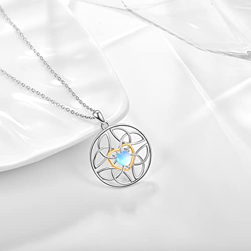 Dreamboat Celtic Knot Heart Necklace 925 Sterling Silver Good Luck Celtic Knot Love Necklace for Girls Irish Triangle Heart Knot Pendant for Women, 18"+2" Extension Chain - Image 6