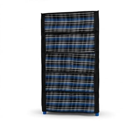 Shoe Rack Cover only, 5 Shelves Cover with Flap Door Lock & Side Pocket | Dustproof | Only 4 Layer H-104.14 cm × L-58.42 cm × W-30.48 cm (Blue)-image-19