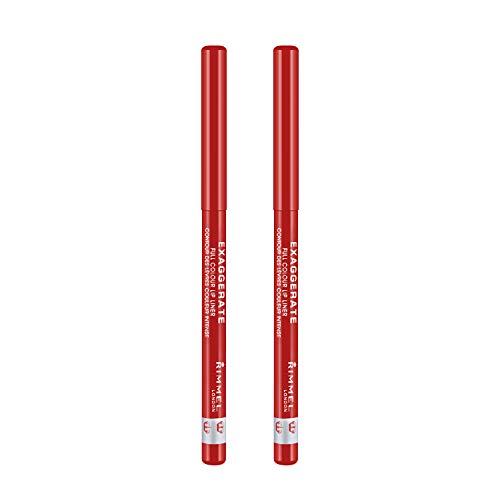 Rimmel Exaggerate Lip Liner, Call Me Crazy, Pack of 2
