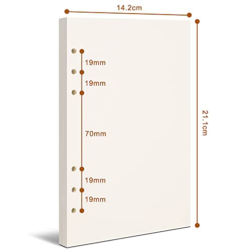 2 Pack A5 Blank Filler Paper, 6-Hole Punched Blank Paper For 6-Ring Binders, Blank Loose Leaf Paper,14.2 X 21.1Cm Inserts Paper, 160 Sheets/320 Blank Pages, Beige #TOP1