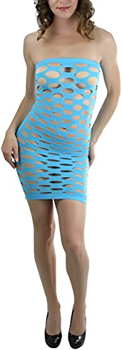 Image of ToBeInStyle Women's Stretch See Through Fishnet Novelty Mini Rave Party Dress