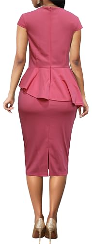 Yiershu Women's Elegant Sleeveless Bodycon Pencil Dress Casual Knee-Length Peplum Pencil Dresses Wear to Work2