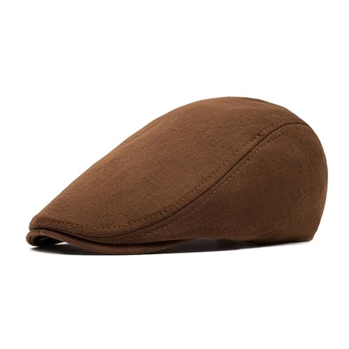 UTTPLL Men-Cotton-Gatsby-Newsboy-Driving Caps Soft Classic Irish Hats Golf Beret Flat Hat Cabbie Hunting Cap Halloween Christms Brown
