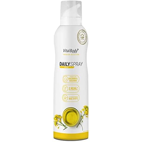VitalBodyPLUS DailySpray, 800 Portionen, 2 kcal pro Sprühstoß, Pfannenspray zum Braten, Grillen & Backen, ideal zum Abnehmen, Non-Stick Cooking Spray mit Rapsöl, zertifiziert & laborgeprüft Cover