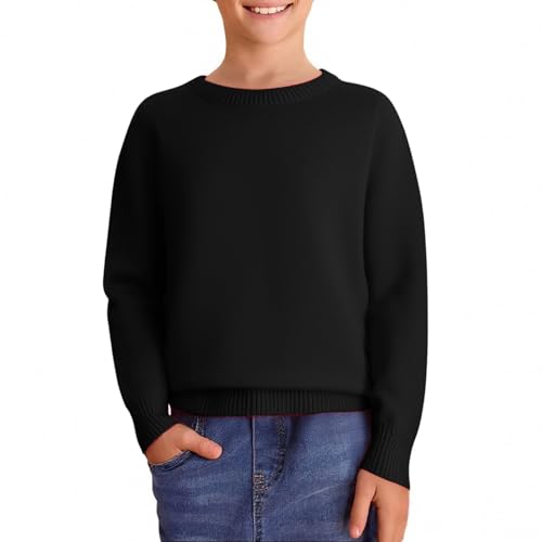 Boys Girls Cotton Sweater Autumn Winter Soft Warm Pullover Kids Long Sleeve Solid Color Crewneck School Uniform3