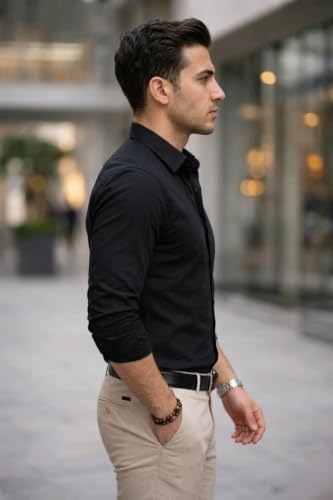 Image of Nexora Men's Slim Fit Formal Shirt, Cotton, Full Sleeve, Spread Collar, Breathable, Office