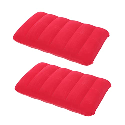 Toddmomy 2pcs PVC Flocking Inflatable Nap Pillow Waist Cushion for Outdoor Travel Ergonomic Design for Comfort for and Red