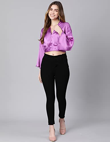 Image of oxolloxo On fire Solid Purple Women Crop top