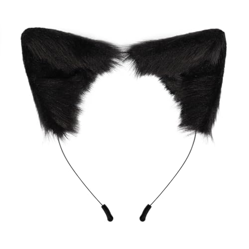 QinRuan Cat Fox Faux Fur Ears Headband Cute Halloween Fancy Dress Cosplay Handmade Animal Furry Ears Hair Hoop