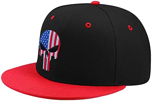 Classic Snapback Hats Skull Embroidery Adjustable Flat Bill Hat Unisex Baseball Caps