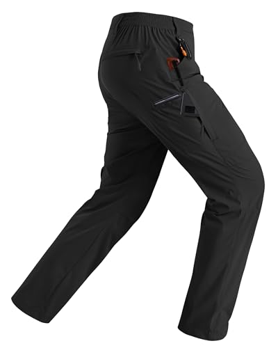 Rapoo Wanderhose Herren Outdoor Cargohose für Herren Atmungsaktiv Nylon Trekkinghose Quick-Drying Winddicht Stretch Lightweight mit 6 Taschen Schwarz 36Wx32L