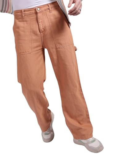 Image of The Indian Garage Co Men Baggy Solid Mid-Rise Stretchable Jeans