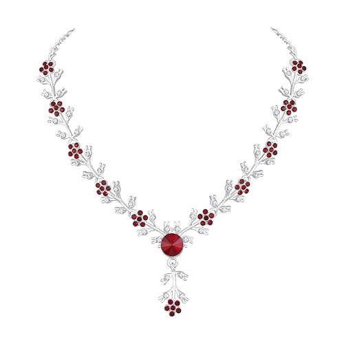 Image of Atasi International American Diamond Style Silver Plated Necklace with Earrings Jewellery Set for Women - Perfect for Party, Wedding, and Engagement