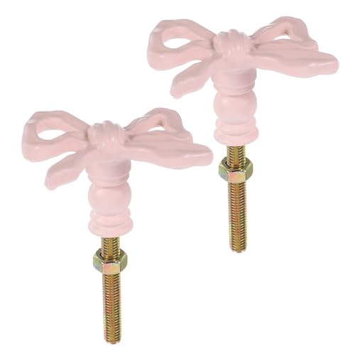 ADOCARN Manijas de Cajón Vintage Lazo Rosa, Tiradores de Metal para Armarios y Tocadores, 2 Piezas para Muebles de Cocina y Dormitorios, Herrajes Decorativos