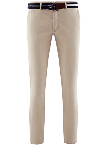 Oodji Ultra Uomo Pantaloni Chino Slim Fit, Beige