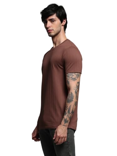 Image of JACK & JONES Men Solid Round Neck Cotton Slim Fit T-Shirt