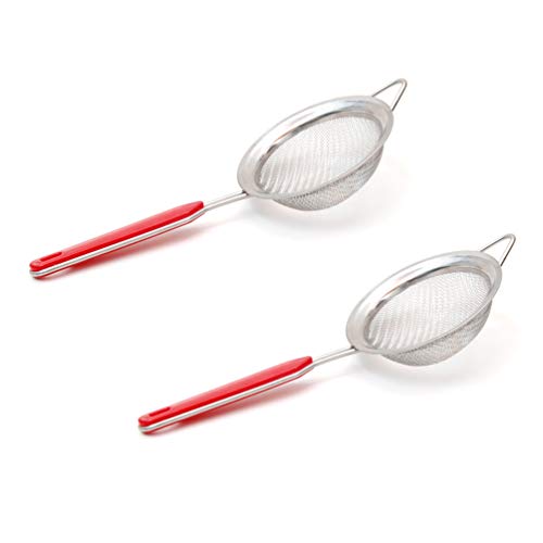 Luxxii - 3 inch Diameter Stainless Steel Mini Mesh Strainer with Non Slip