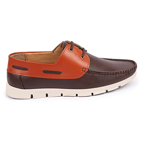Image of FAUSTO Men's Side Lace Stitched Lace Up Boat Shoes
