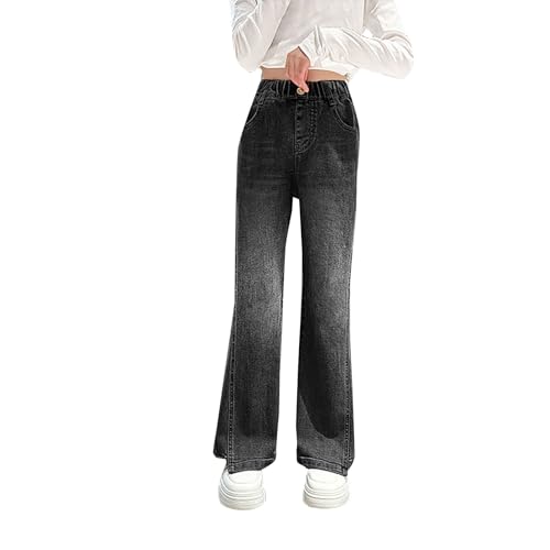 Teen Girls Flare Jeans High Waisted Wide Leg Baggy Jeans for 5 to 16 Years Stretchy Denim Pants Washed Bell Bottom