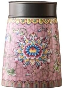 SONGCHAO Sugar Jar Ceramic Jewelry Cotton Swab Box Double Tin Lid Tea Cans Portable Sealed Storage Jar Household Aromatherapy Bottle Nut Box Tea Canister (Color : G)